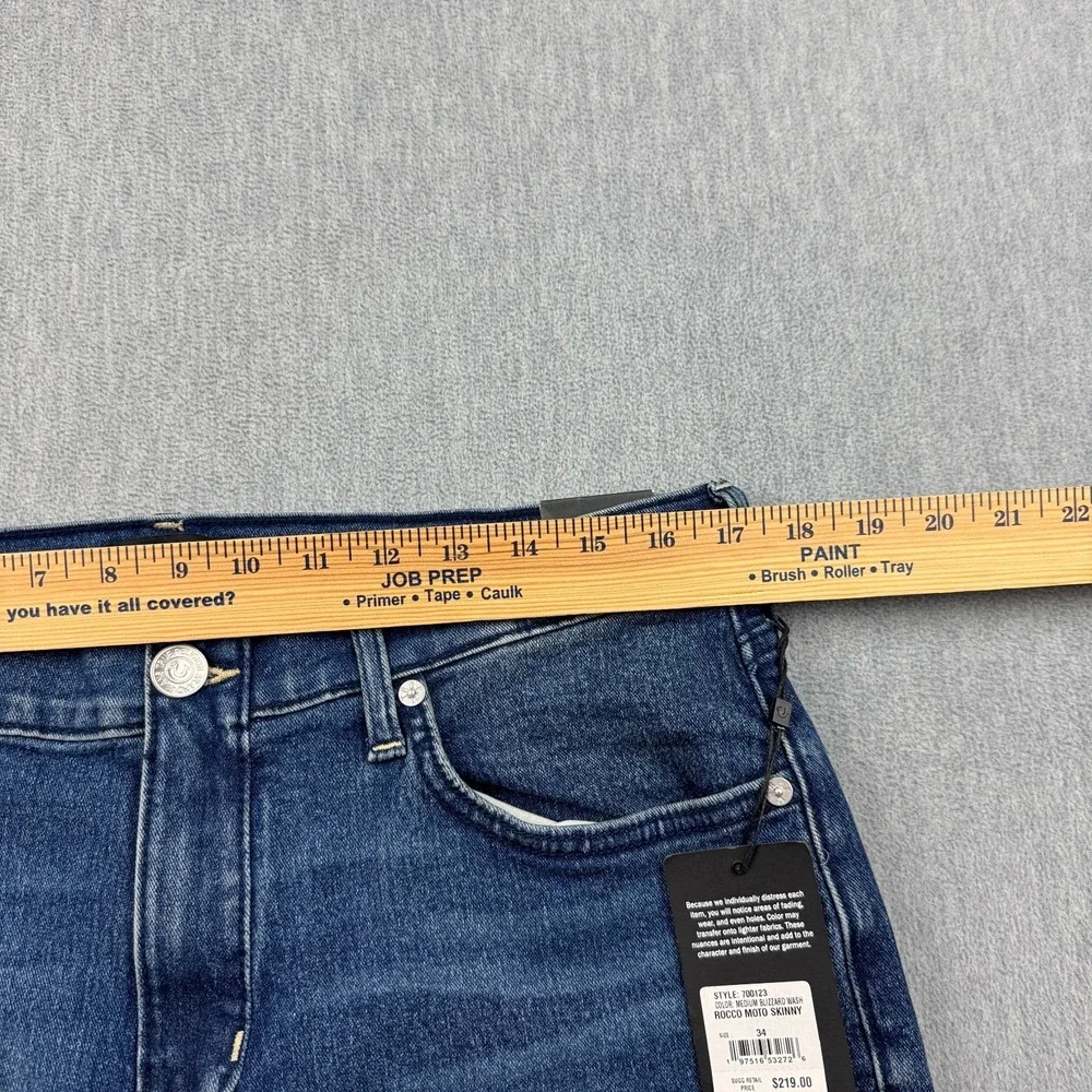 True Religion Jeans Mens 34X32 Blue Rocco Relaxed Moto Skinny Blizzard‎ Wash NWT